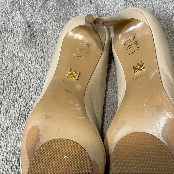 Kazar Women's Beige Leather Stiletto Pumps Size 38.5/US 7.5 - Picture 6 of 11